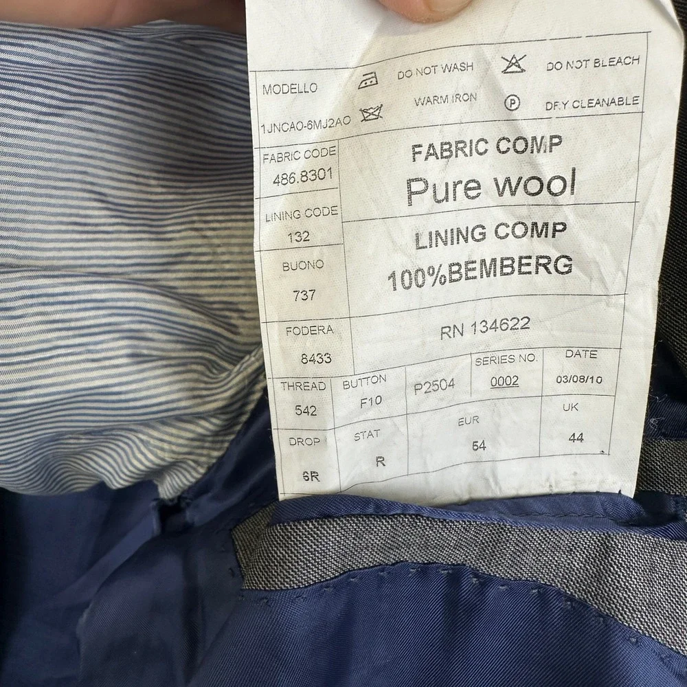 Suitsupply Pure Wool Super 110s Sport Coat Gray Blue‎ Lined EU 54 / 44R